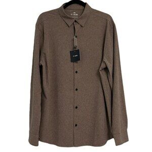 NWT Men’s Long Sleeve Button Down Classic Moisture Wicking Brown Shirt-Large